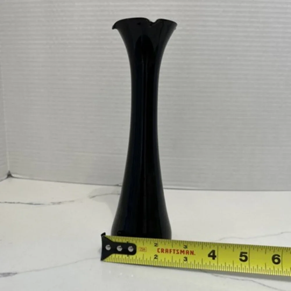 Vintage Black Amethyst Swung Glass Bud Vase 8-1/4 in.